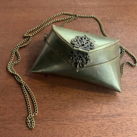 Handbags - Black Velvet-lined Brass Purse